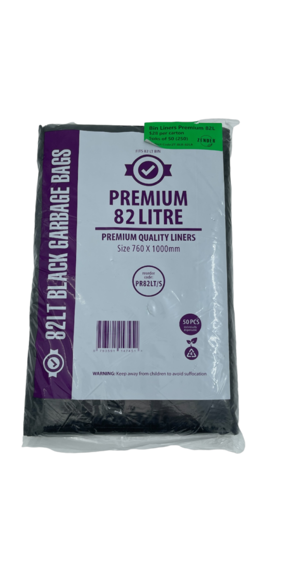 Bin Liners 82L Premium Black